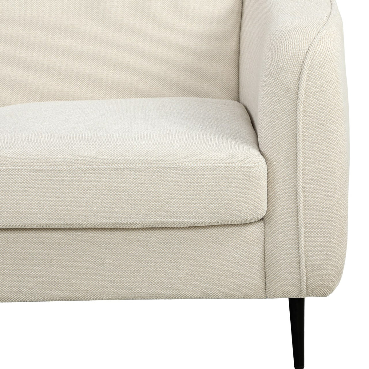 Détail de l'accoudoir arrondi et d'un pied de Pivoine, Beige crème