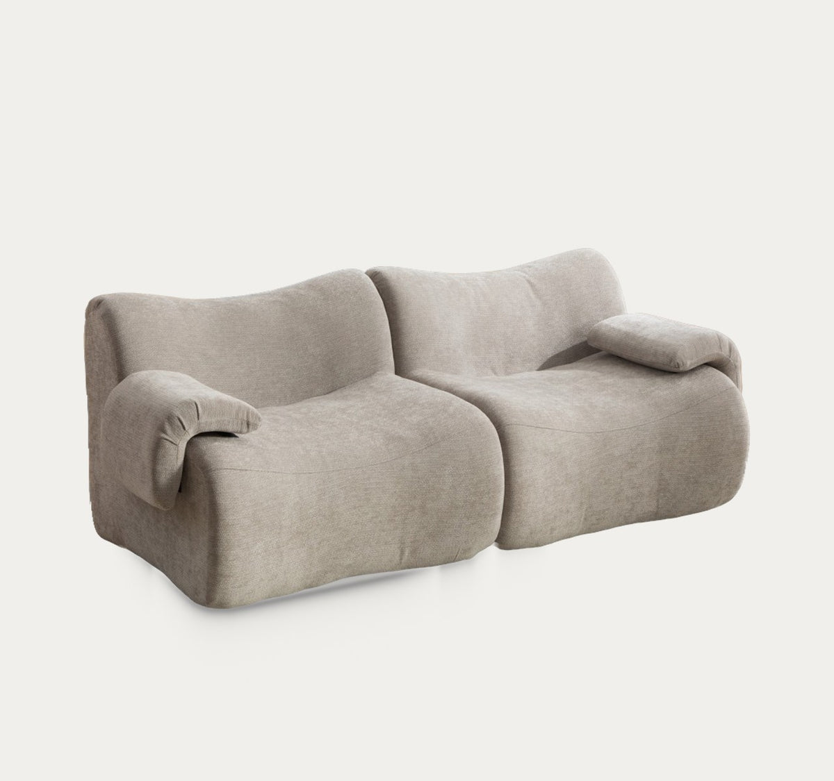 Nuée en Gris taupe, canapé bulle 2 places, sur fond clair