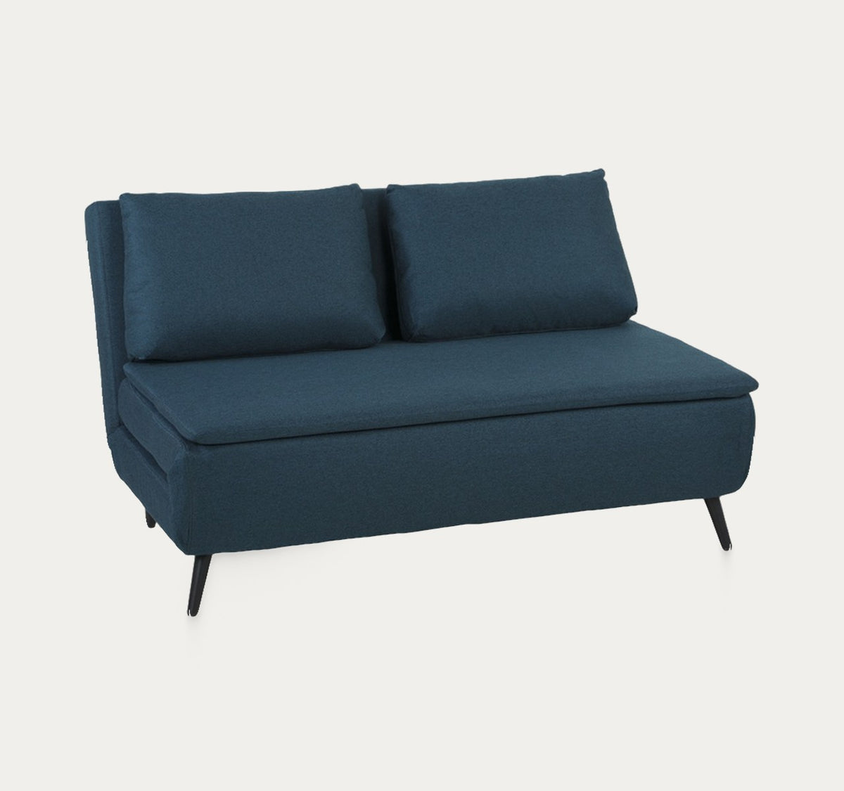 Azur en Bleu, canapé convertible fermé, sur fond clair