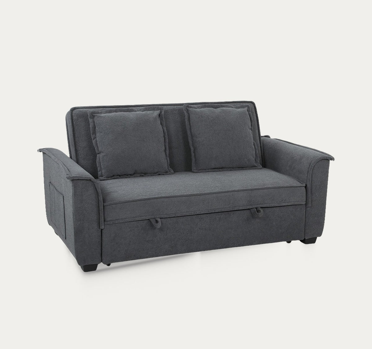 Clémence en Gris anthracite, canapé convertible fermé, sur fond clair