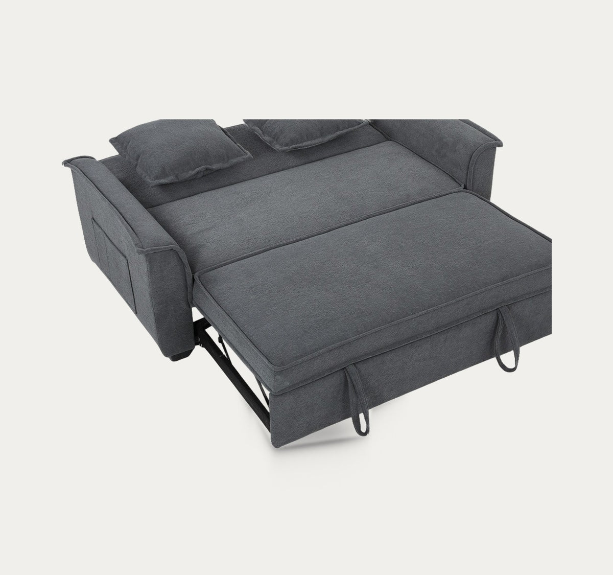 Clémence en Gris anthracite ouvert en lit, sur fond clair