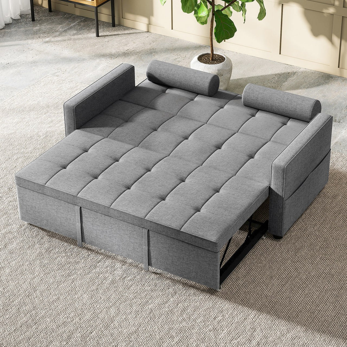 Rêverie ouvert en lit dans une chambre claire, sur un tapis