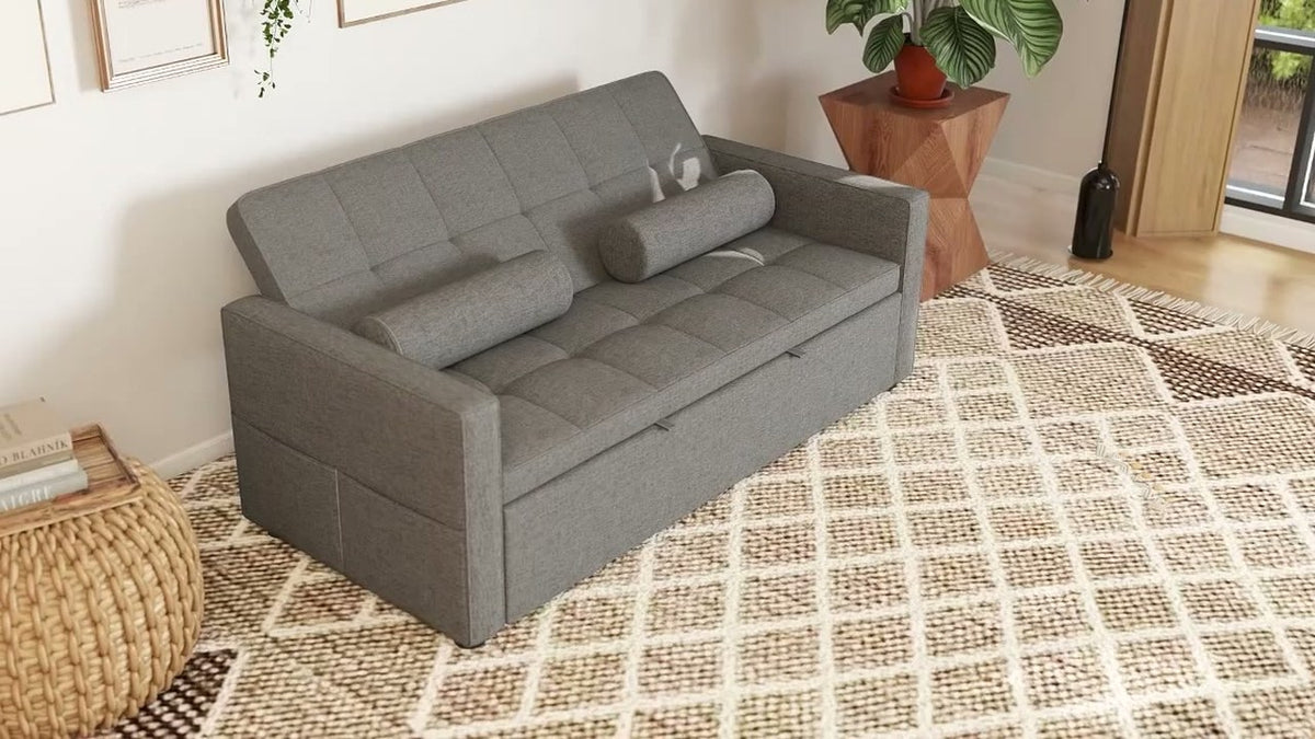 Rêverie en Gris nuage vue de trois quarts, dans un salon sur un tapis