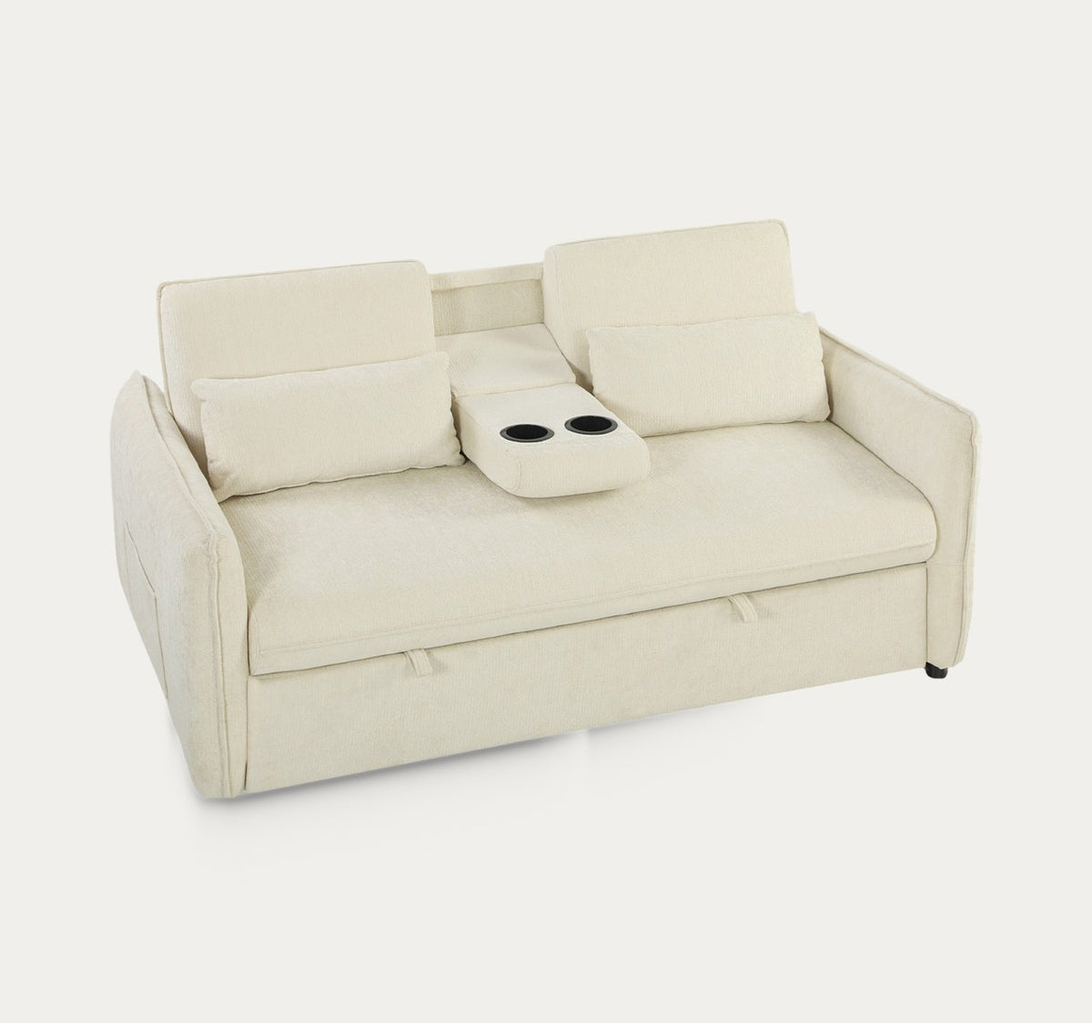 Grège en Beige, canapé convertible fermé, sur fond clair