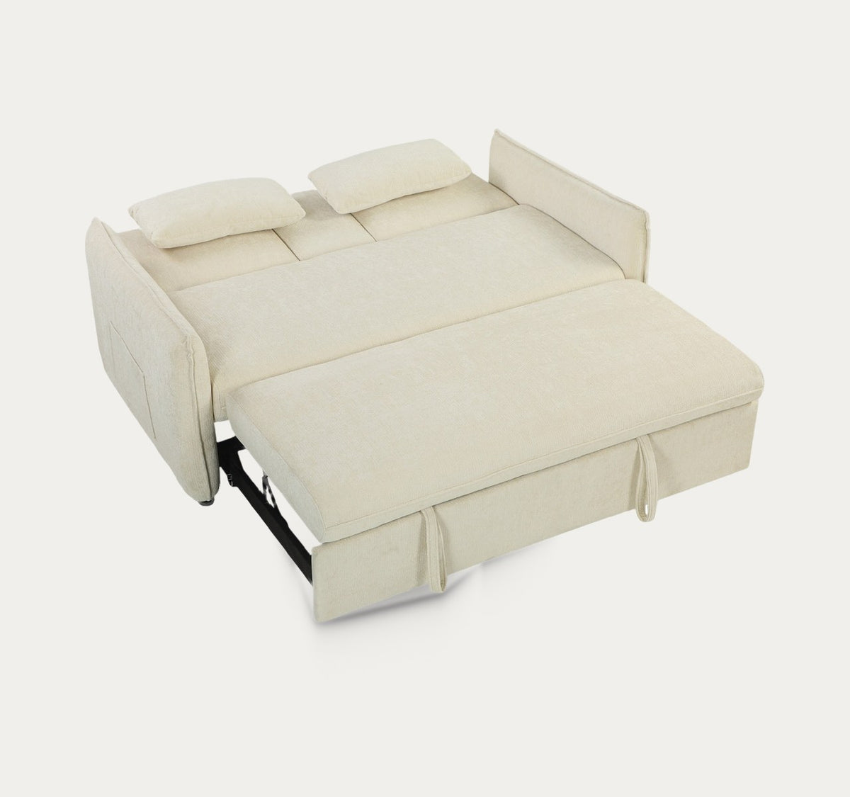 Grège en Beige ouvert en lit, sur fond clair