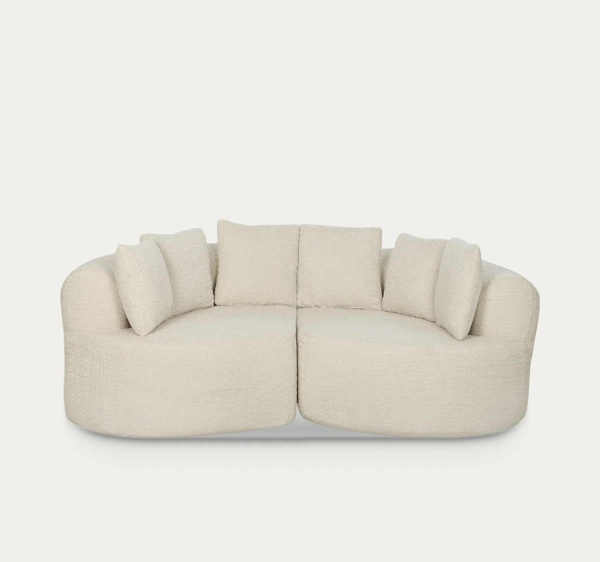 Opaline en Blanc coquille d'œuf, canapé nuage arrondi, 2 à 3 places, sur fond clair