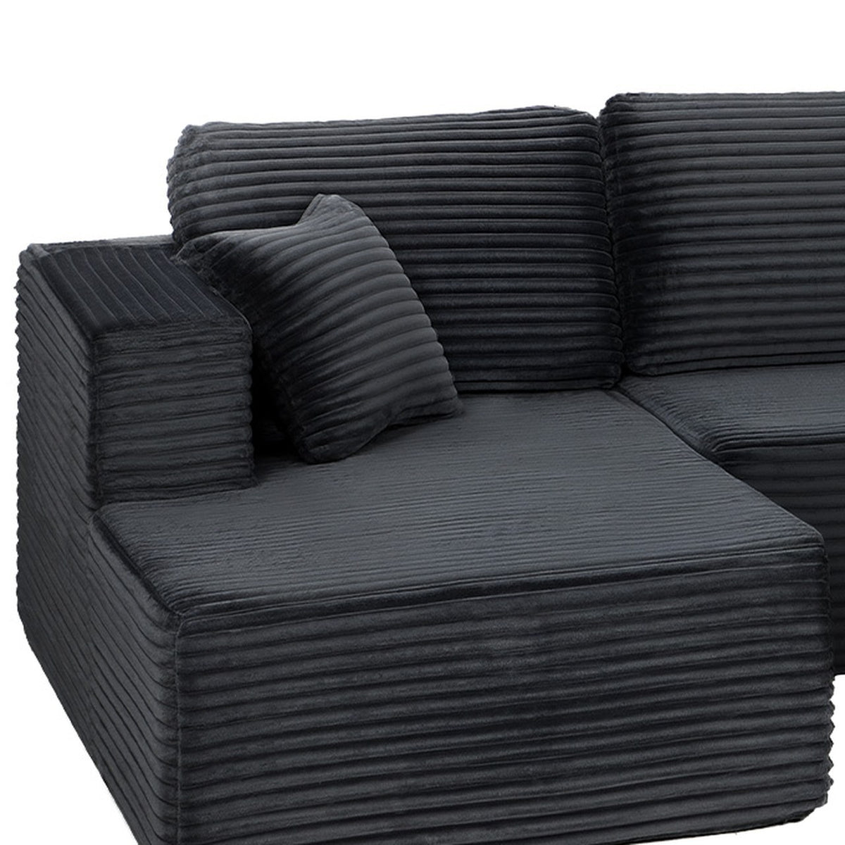 Détail du velours côtelé et d'une méridienne de Baie, Gris anthracite