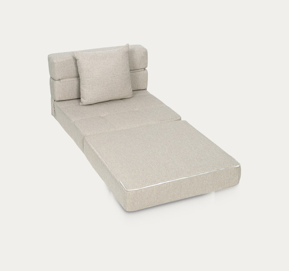 Pétale dépliée en couchage, en Beige lin, sur fond clair