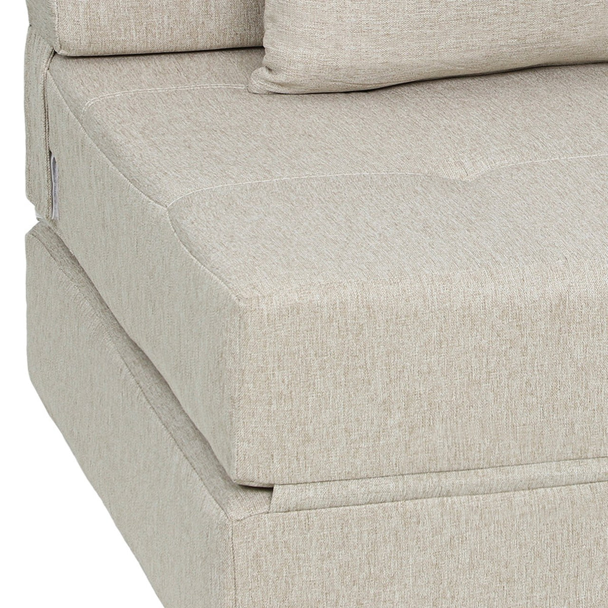 Détail du tissu beige lin et des coutures de Pétale