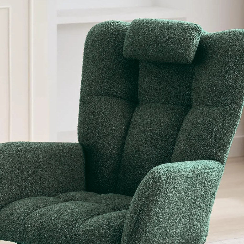 Détail du dossier capitonné de Valse Vert sapin