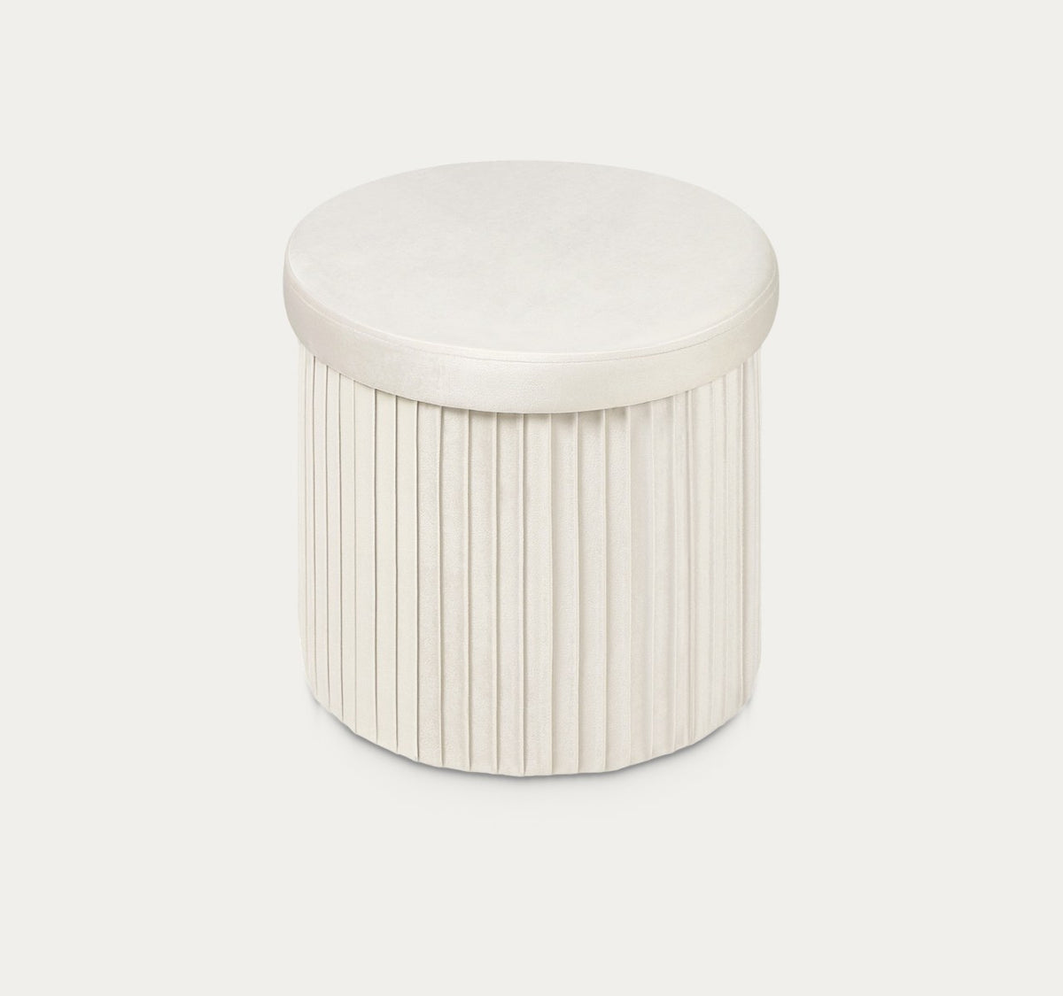 Margot en Crème, pouf rond plissé, sur fond clair